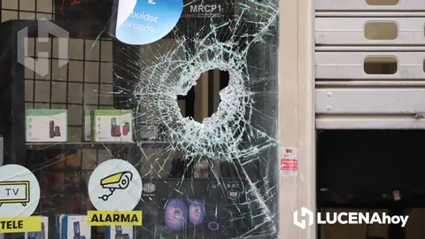 <p> El autor del robo ha fracturado el escaparate golpe&aacute;ndolo con una piedra </p>