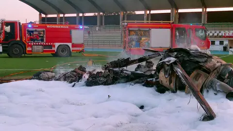 Estado en el que qued&oacute; el helic&oacute;ptero siniestrado en Cabra