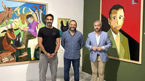 Jorge Torres, Fernando Som&eacute; y Francisco Barbancho durante la presentaci&oacute;n en la Sala Azul de la Casa de los Mora.