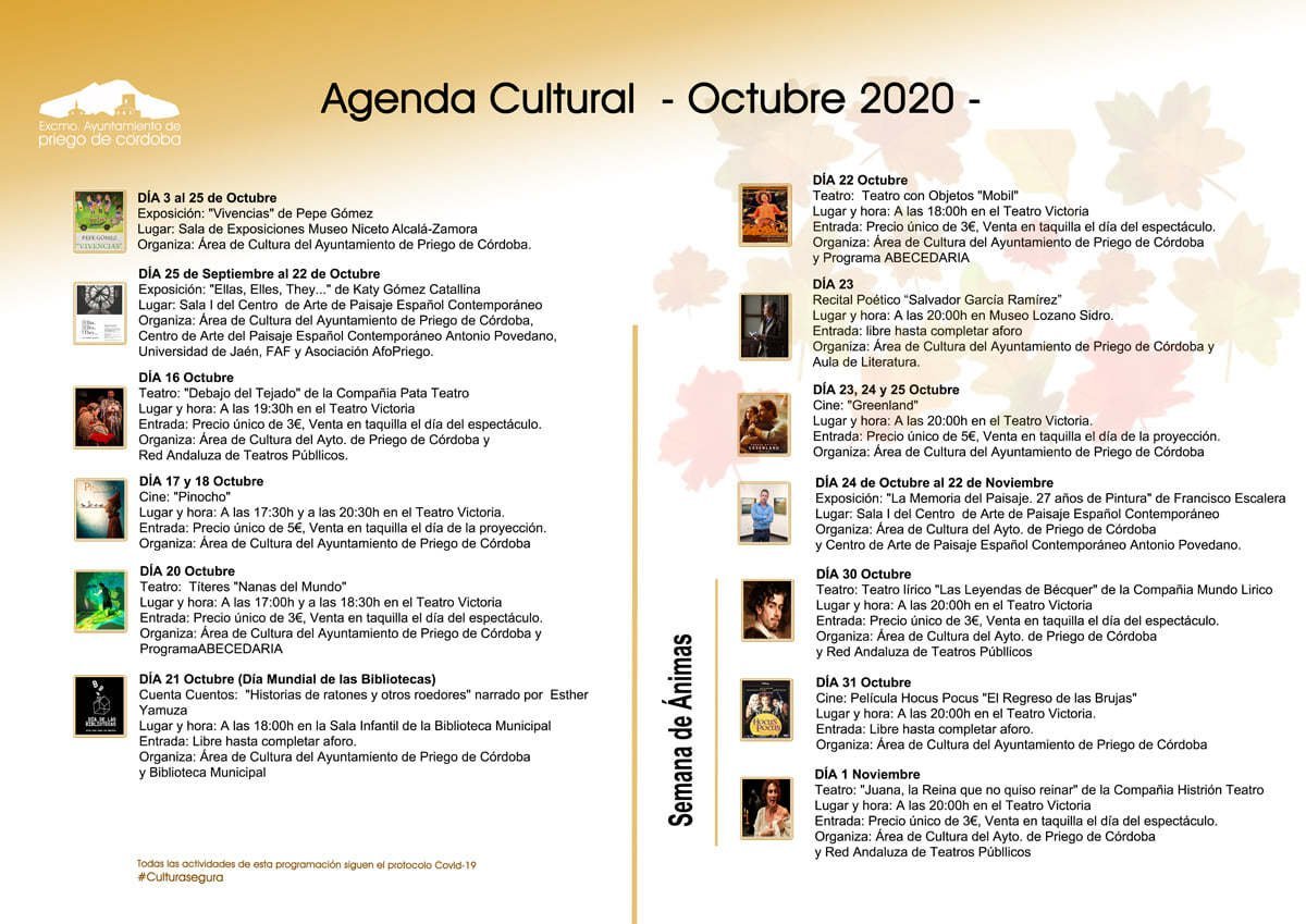 Agenda cultural octubre priego