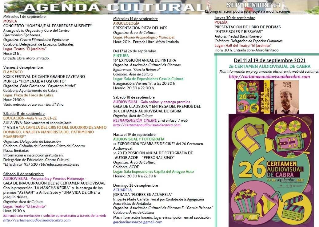 Agenda cultural Cabra