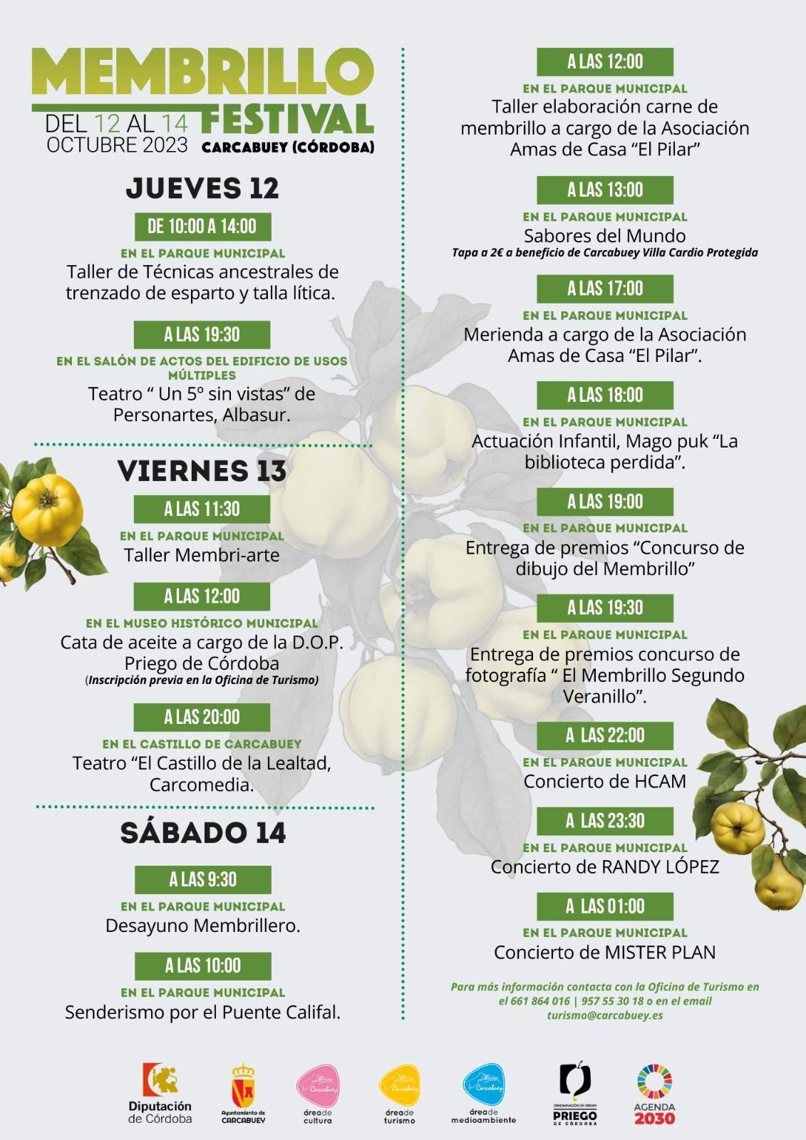 Programa de actividades del Membrillo Festival de Carcabuey 2023