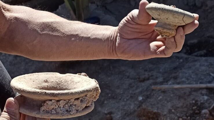 Poleas encontradas en el yacimiento del Cerro de la Cruz