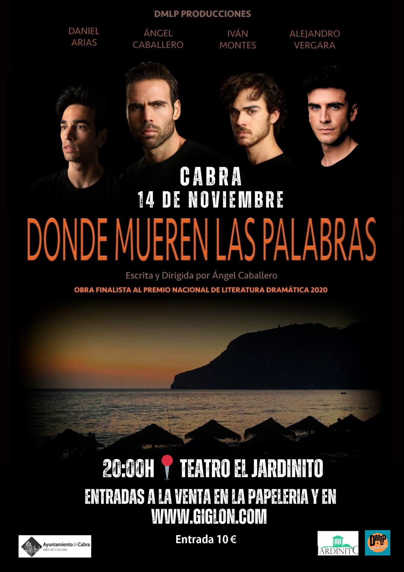 cartel DONDE MUEREN LAS PALABRA 14-11-25, 20 h TEATRO