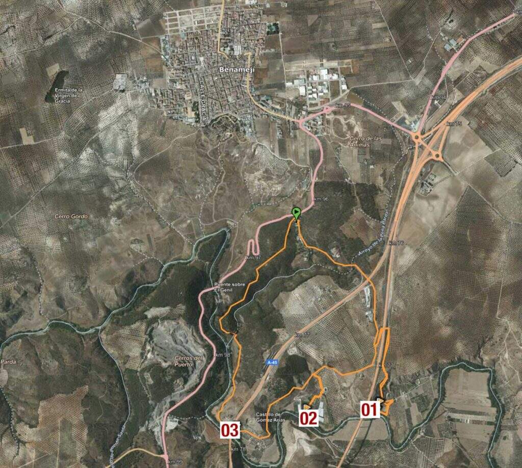 Mapa de la Ruta de las Norias de Benamejí. (Imagen: Benamejí a tu Ritmo).