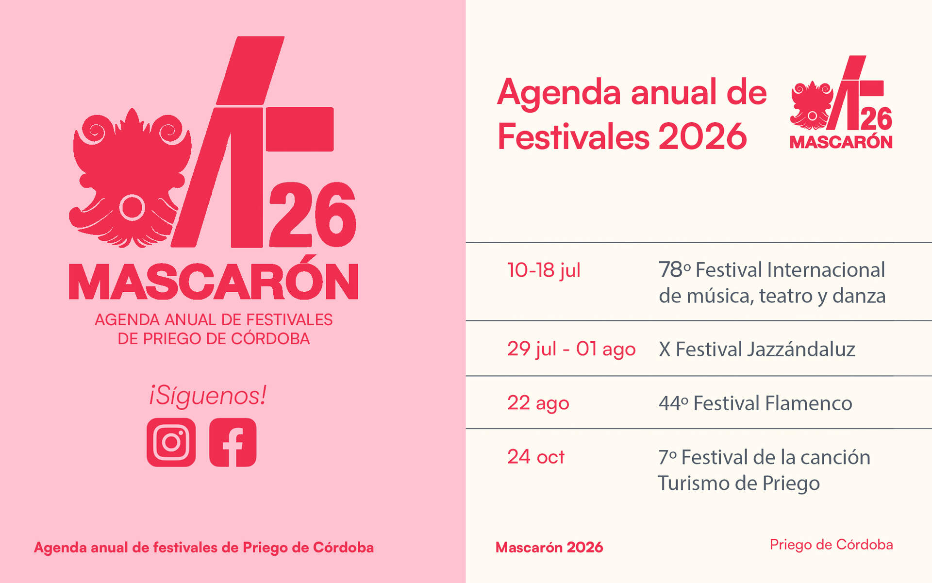 MASCARON FECHAS 2026