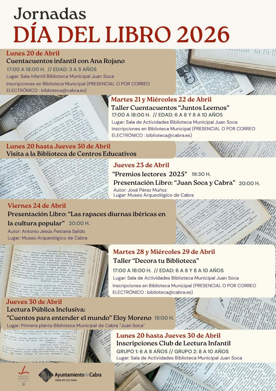 CARTEL ACTIVIDADES DÍA DEL LIBRO EN CABRA