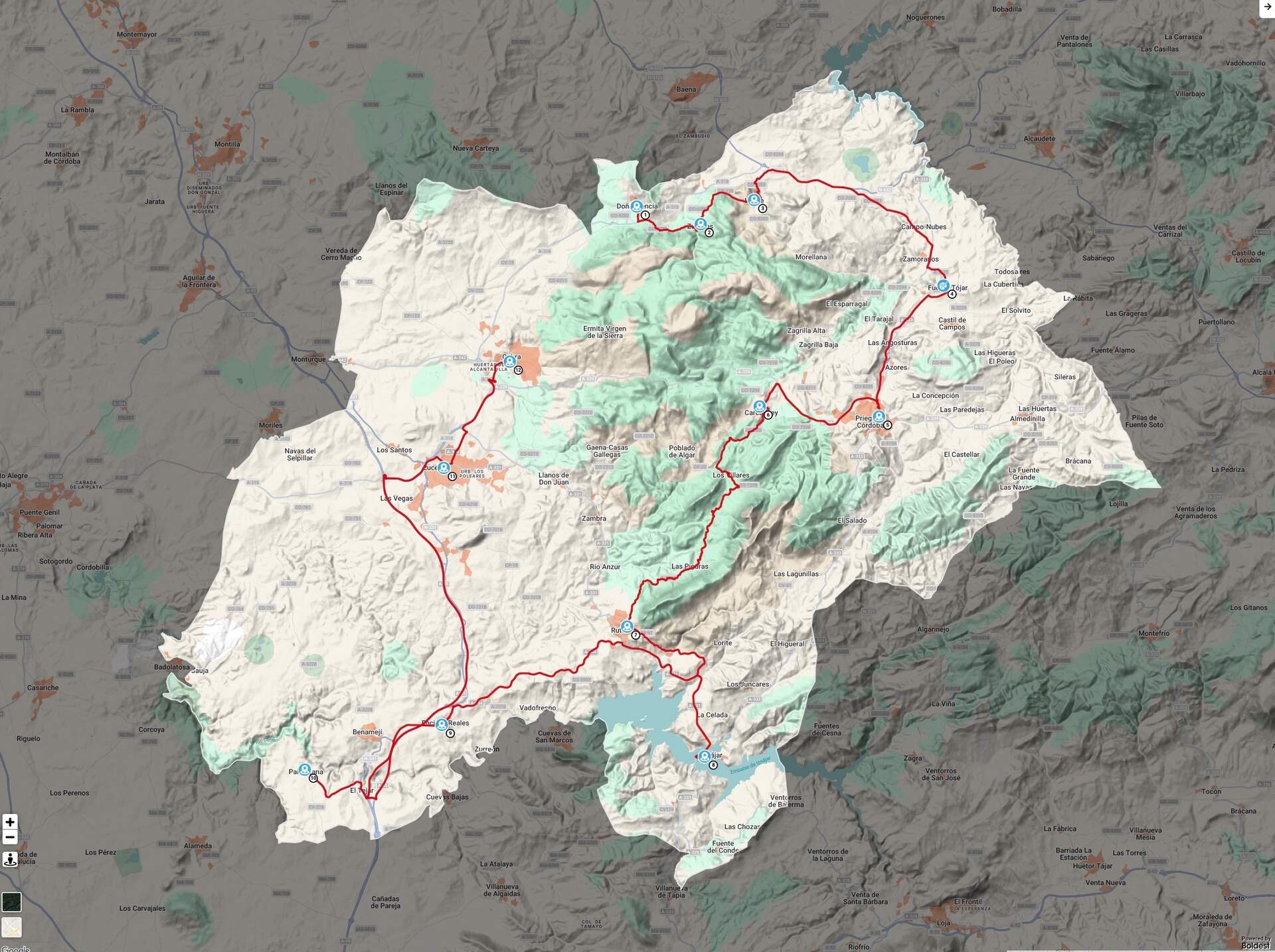 Mapa interactivo con la geolocalización de las diferentes obras artísticas que componen la Ruta de los Murales.